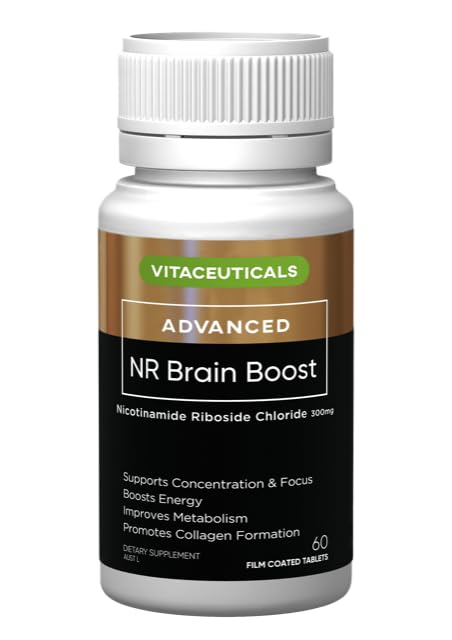 NR Brain Boost 60s NAD+ Supplements - Supports Cognitive Performance, Energy Levels, Collagen Formation, Skin Health & Wound Healing | Australian Made | 60 Capsules