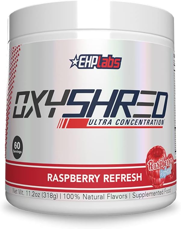 EHPlabs OxyShred Ultra Concentration Shredding Supplement - Clinically Proven, Pre Workout, Promotes Shredding, Natural Energy Boost - Peach Candy Rings, 60 Servings