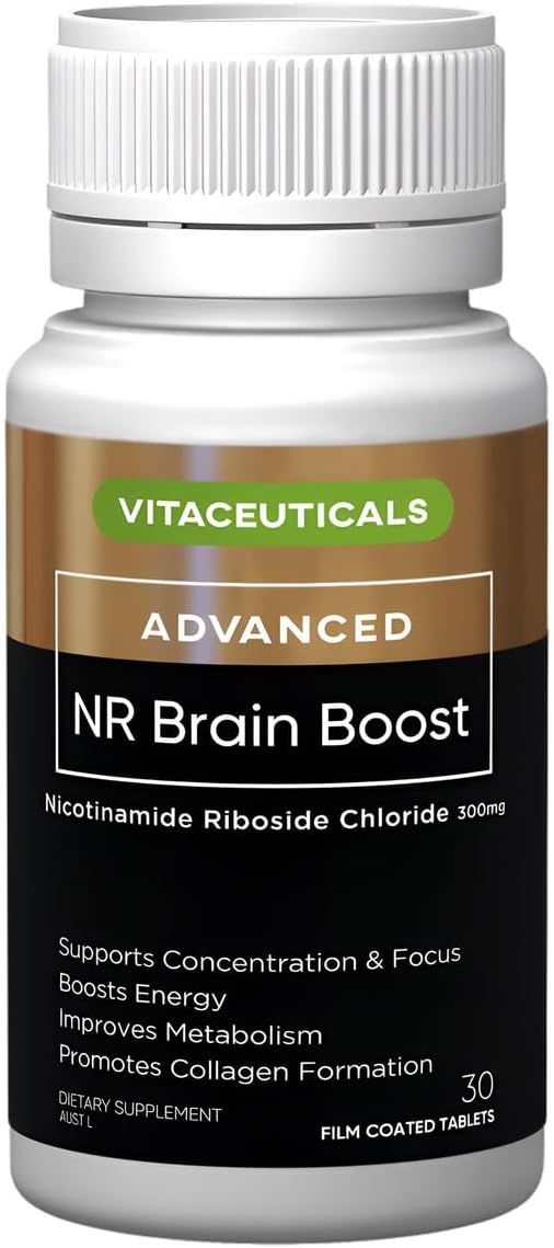 NR Brain Boost 60s NAD+ Supplements - Supports Cognitive Performance, Energy Levels, Collagen Formation, Skin Health & Wound Healing | Australian Made | 60 Capsules