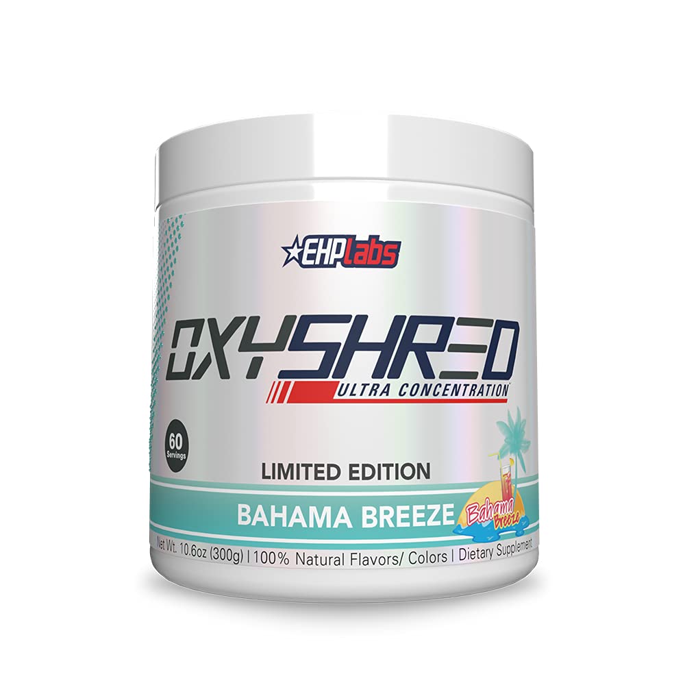 EHPlabs OxyShred Ultra Concentration Shredding Supplement - Clinically Proven, Pre Workout, Promotes Shredding, Natural Energy Boost - Peach Candy Rings, 60 Servings