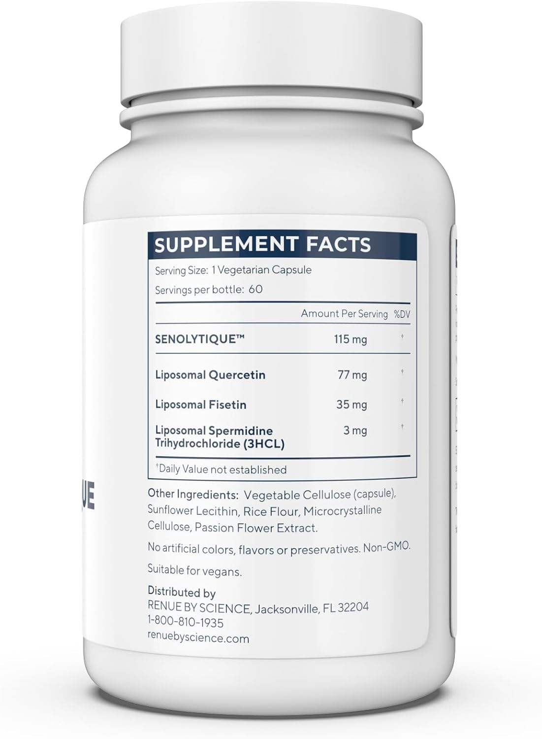 RENUE By Science Senolytique (Senolytic) Liposomal Supplement (Quercetin, Fisetin, Spermidine) - Bioavailable Formula for Increased Absorption - 60 Capsules