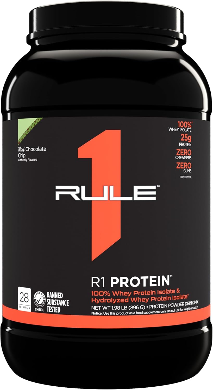Rule1 R1 100% Whey Protein Isolate and Hydrolysate Protein Powder 1.98 lb, Vanilla Butter Cake (30 Servings)