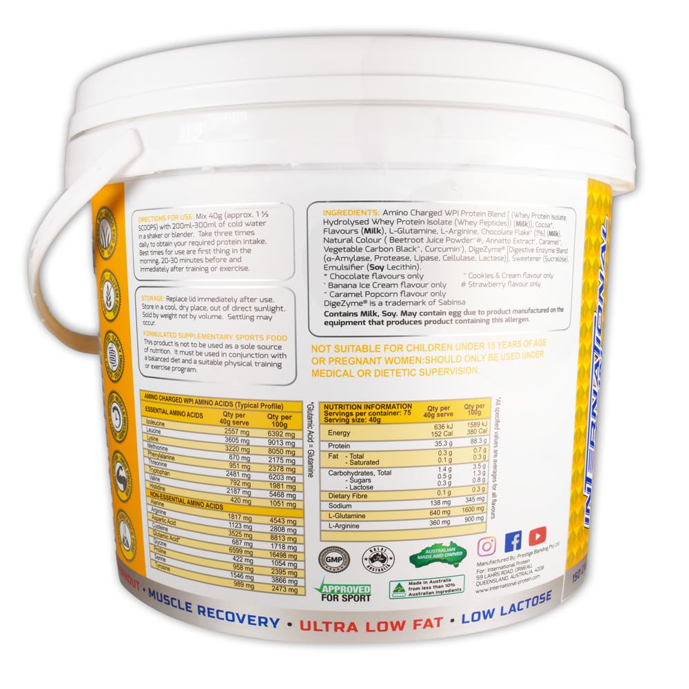International Protein Amino Charged Vanilla Ice Cream Flavour Whey Protein Isolate Powder 3 kg