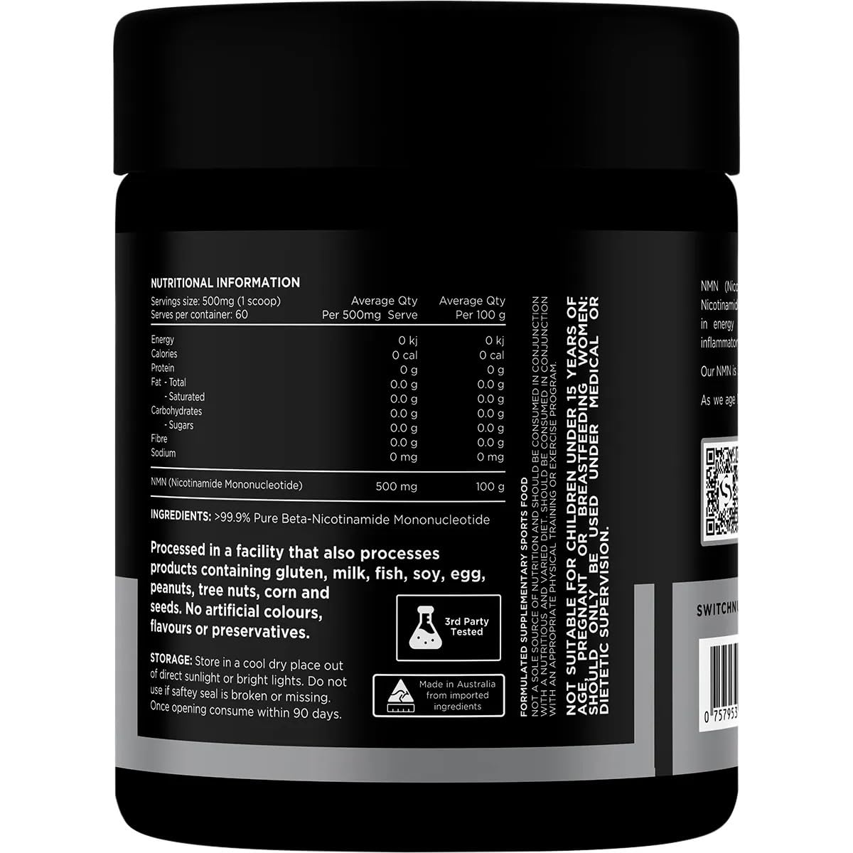 Switch Nutrition NMN Supplement Pure Nicotinamide Mononucleotide Powder 30g