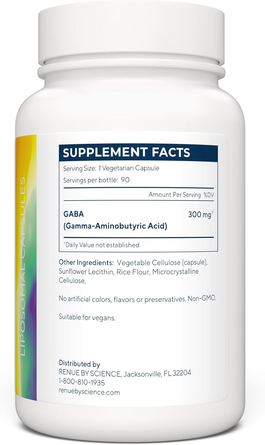 RENUE By Science GABA (Liposomal) - Bioavailable Formula for Increased Absorption - 90 Capsules