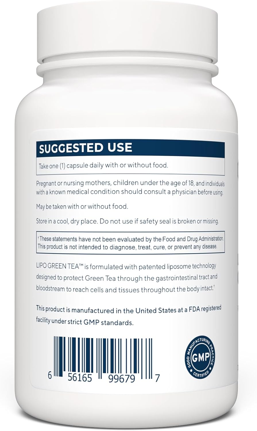 RENUE Liposomal Green Tea Extract Supplement 75 mg - 70% EGCG – Bioavailable Formula for Increased Absorption – 90 Capsules
