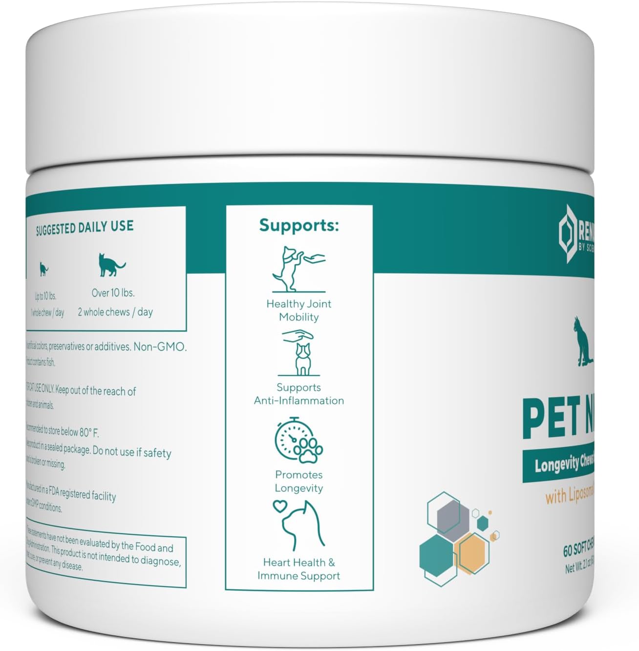 RENUE By Science PET NMN 35mg Longevity Chews for Cats - 60 Soft Chews