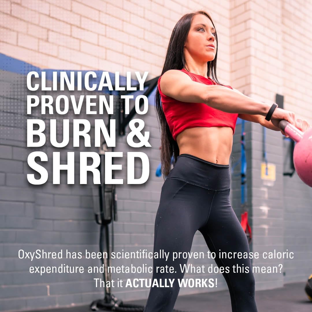 EHPlabs OxyShred Ultra Concentration Shredding Supplement - Clinically Proven, Pre Workout, Promotes Shredding, Natural Energy Boost - Peach Candy Rings, 60 Servings