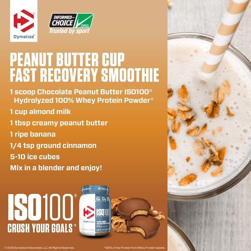 Dymatize ISO100 - 100% Hydrolyzed Whey Protein Isolate - Chocolate Peanut Butter, 5lbs/2.3kg