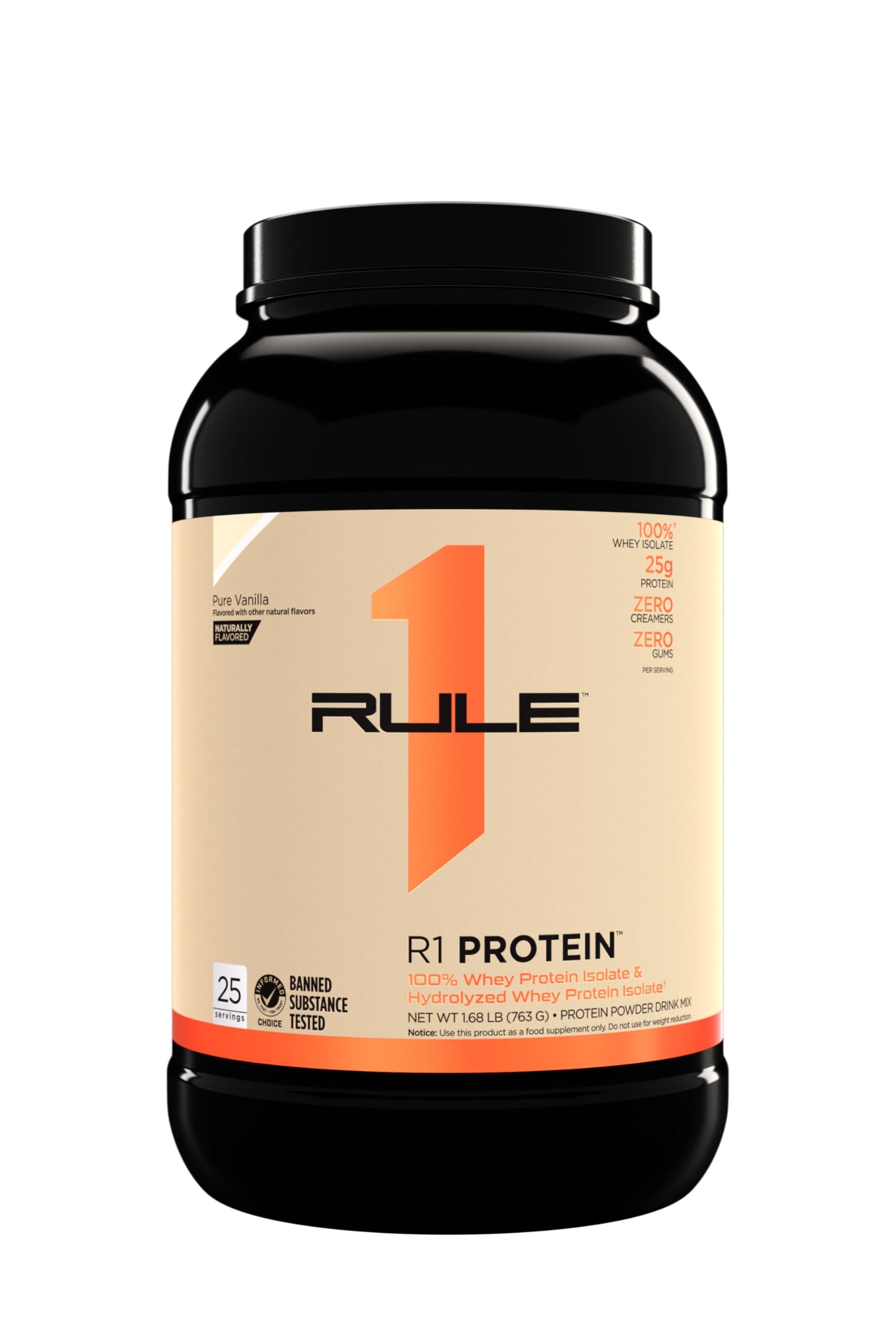 Rule1 R1 100% Whey Protein Isolate and Hydrolysate Protein Powder 1.72 lb, Dark Chocolate Naturally Flavoured (24 Servings)