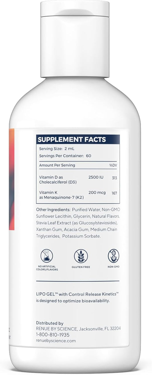 RENUE By Science Vitamin D3 & K2 (Liposomal Gel) 120 mL