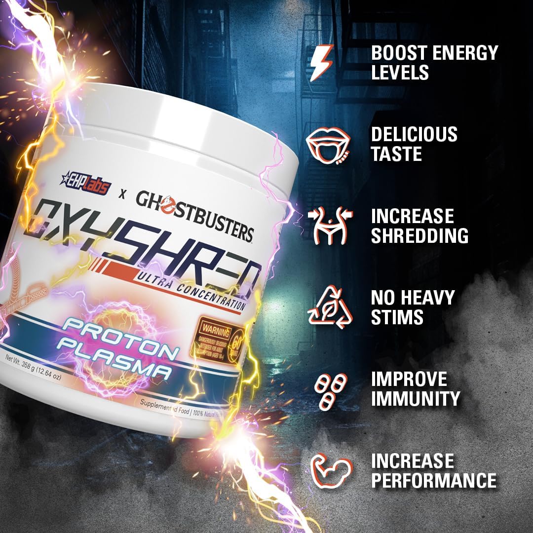 EHPlabs OxyShred Ultra Concentration Shredding Supplement - Clinically Proven, Pre Workout, Promotes Shredding, Natural Energy Boost - Peach Candy Rings, 60 Servings