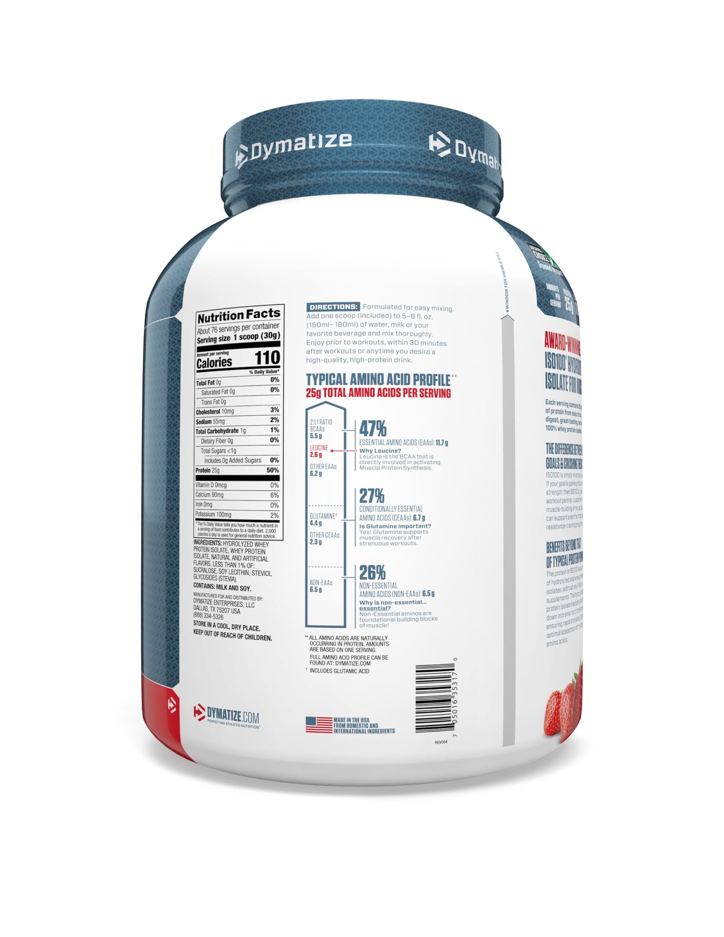 Dymatize ISO100 - 100% Hydrolyzed Whey Protein Isolate - Chocolate Peanut Butter, 5lbs/2.3kg