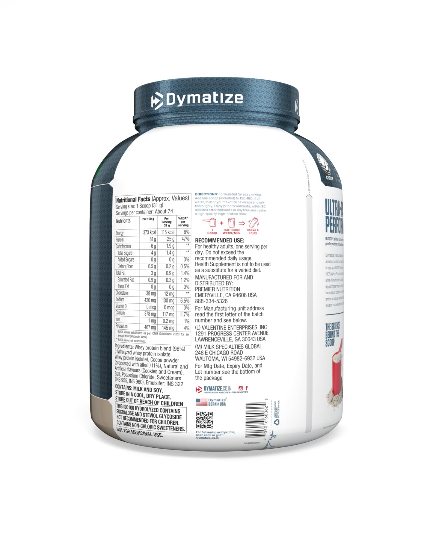 Dymatize ISO100 - 100% Hydrolyzed Whey Protein Isolate - Chocolate Peanut Butter, 5lbs/2.3kg