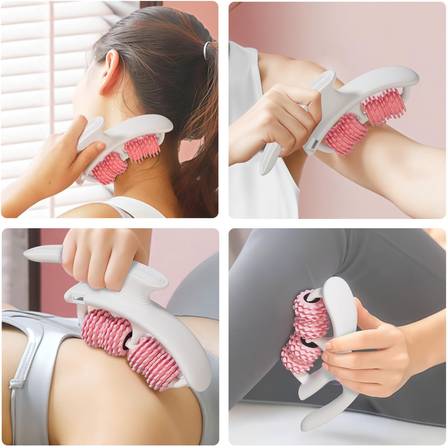 Pink 360 Degree Massage Roller For Lymphatic Drainage & Cellulite