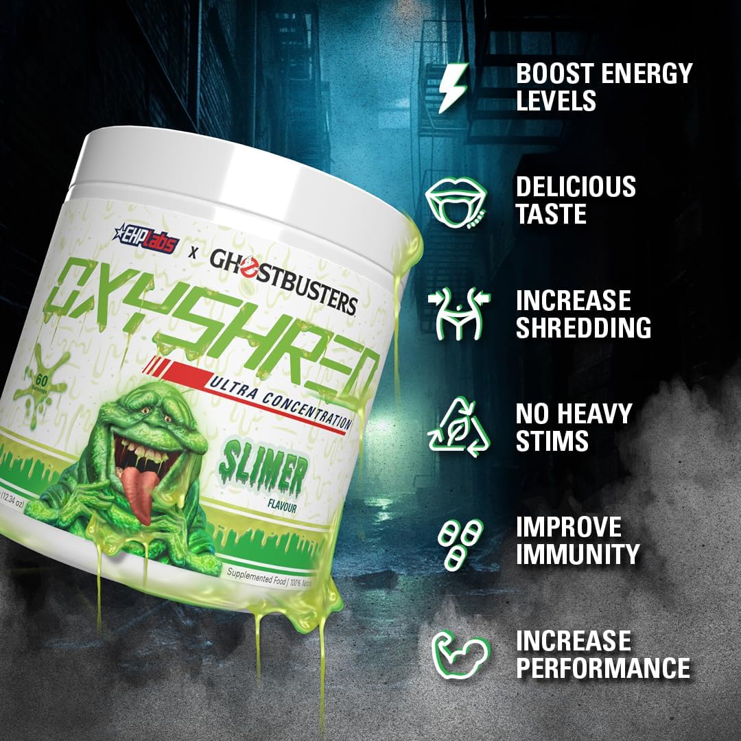 EHPlabs OxyShred Ultra Concentration Shredding Supplement - Clinically Proven, Pre Workout, Promotes Shredding, Natural Energy Boost - Peach Candy Rings, 60 Servings