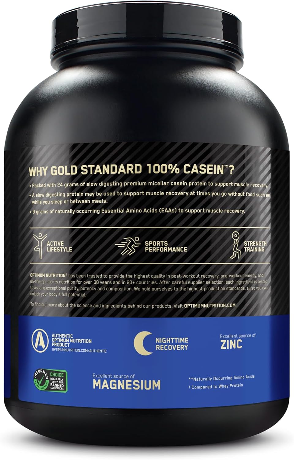 OPTIMUM NUTRITION Gold Standard 100% Casein Protein Powder, Chocolate Supreme Flavour, 1.82kg