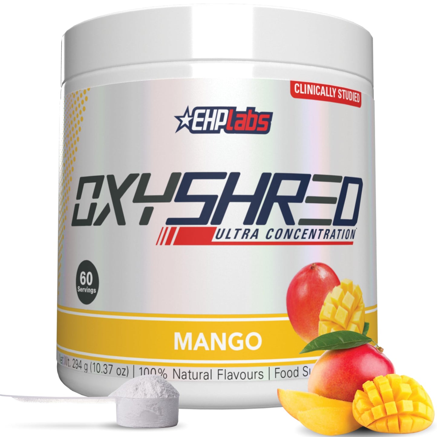 EHPlabs OxyShred Ultra Concentration Shredding Supplement - Clinically Proven, Pre Workout, Promotes Shredding, Natural Energy Boost - Peach Candy Rings, 60 Servings