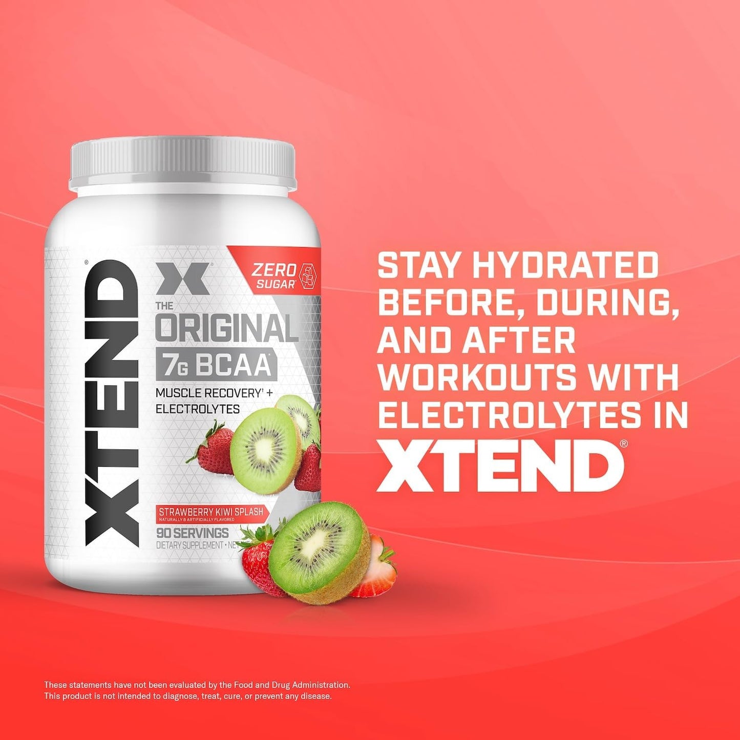Scivation Xtend BCAA Powder, Strawberry Kiwi, 90 Servings