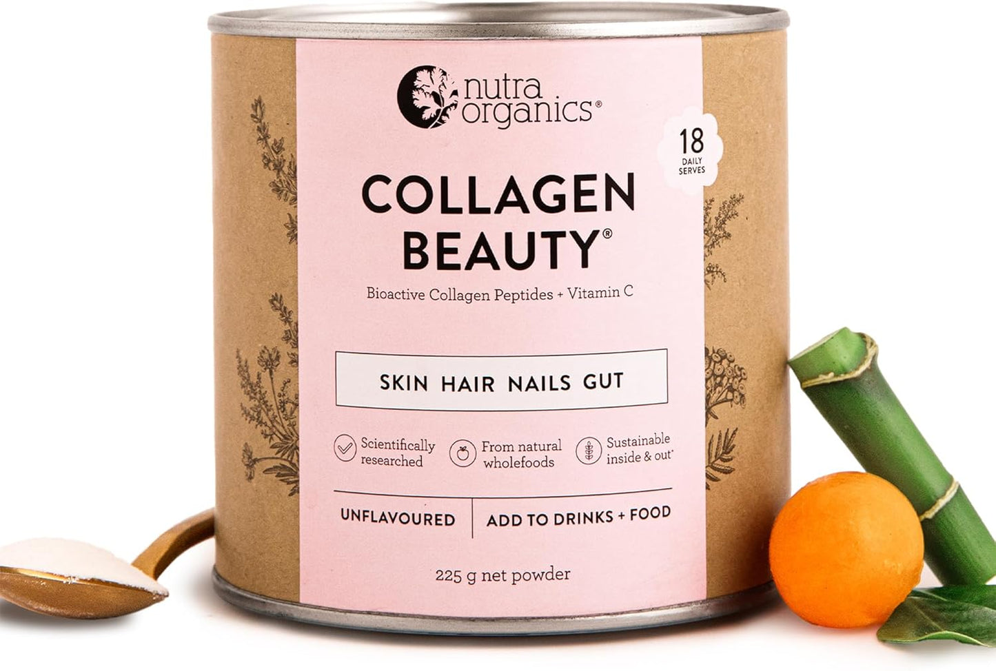 Nutra Organics Collagen Beauty Unflavoured 672g | Anti-Aging Collagen Peptides and Vitamin C | Collagen Powder for Healthy Hair, Nail and Skin (56 Serves)
