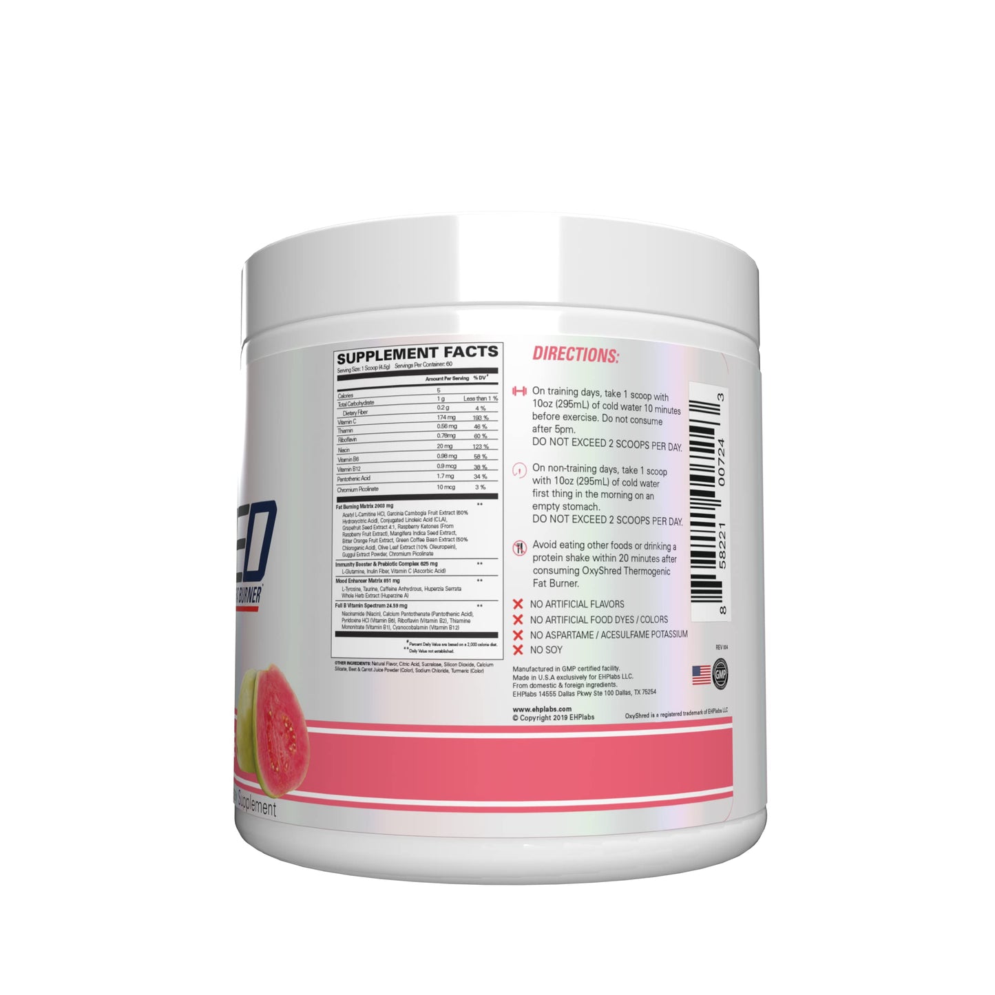 EHPlabs OxyShred Ultra Concentration Shredding Supplement - Clinically Proven, Pre Workout, Promotes Shredding, Natural Energy Boost - Peach Candy Rings, 60 Servings