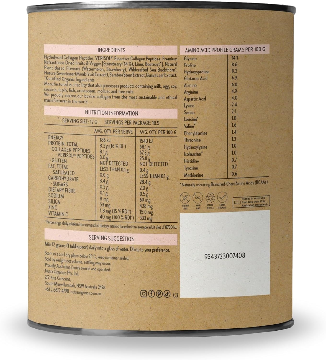 Nutra Organics Collagen Beauty Unflavoured 672g | Anti-Aging Collagen Peptides and Vitamin C | Collagen Powder for Healthy Hair, Nail and Skin (56 Serves)