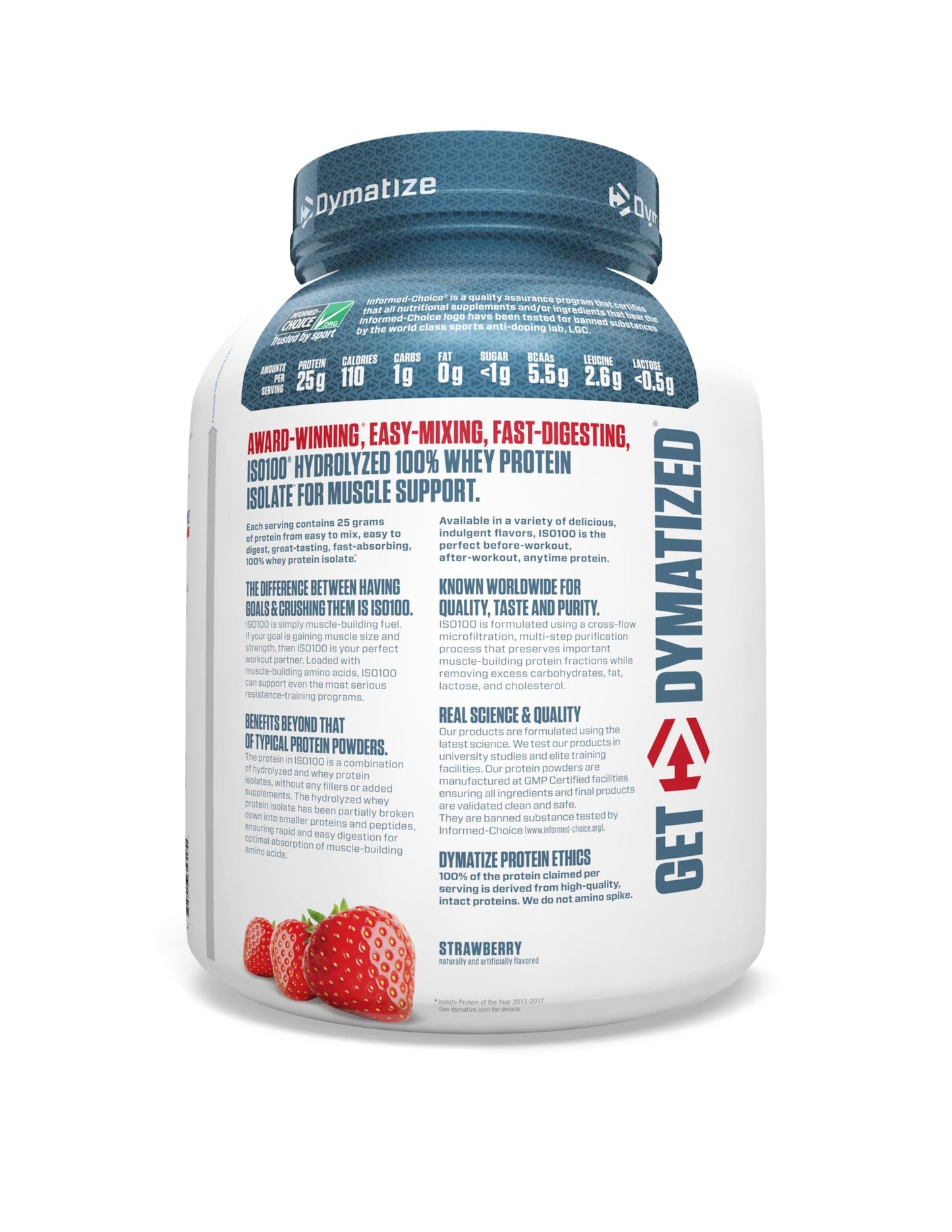 Dymatize ISO100 - 100% Hydrolyzed Whey Protein Isolate - Chocolate Peanut Butter, 5lbs/2.3kg