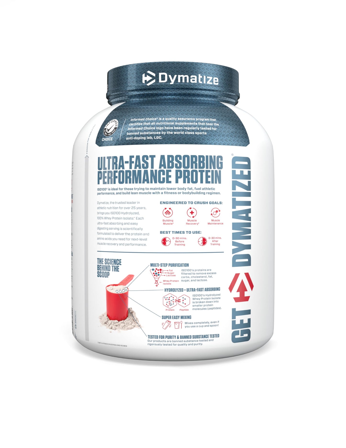 Dymatize ISO100 - 100% Hydrolyzed Whey Protein Isolate - Chocolate Peanut Butter, 5lbs/2.3kg