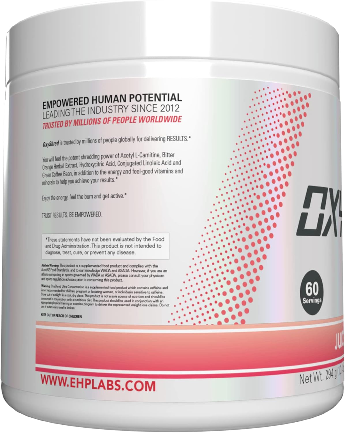 EHPlabs OxyShred Ultra Concentration Shredding Supplement - Clinically Proven, Pre Workout, Promotes Shredding, Natural Energy Boost - Peach Candy Rings, 60 Servings