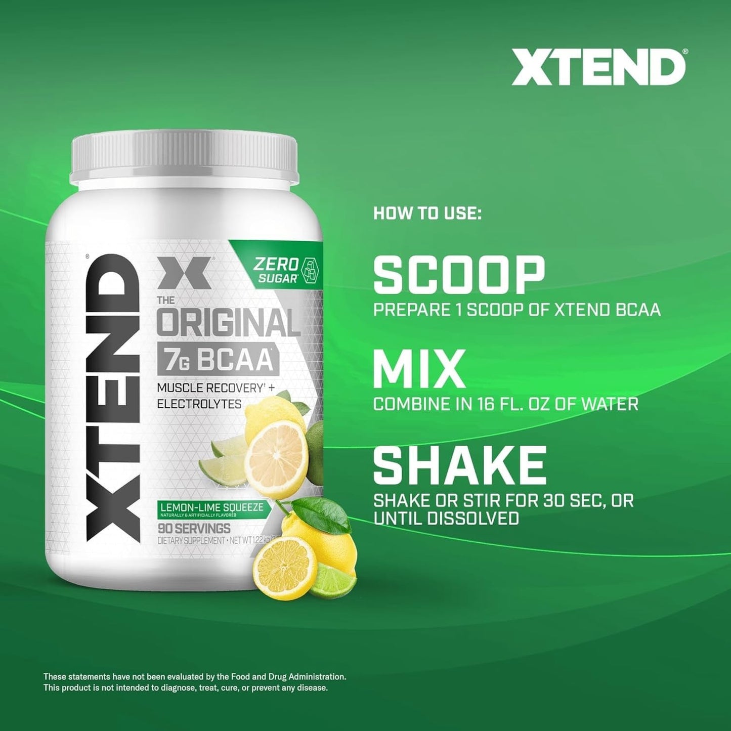 Scivation Xtend BCAA Powder, Strawberry Kiwi, 90 Servings