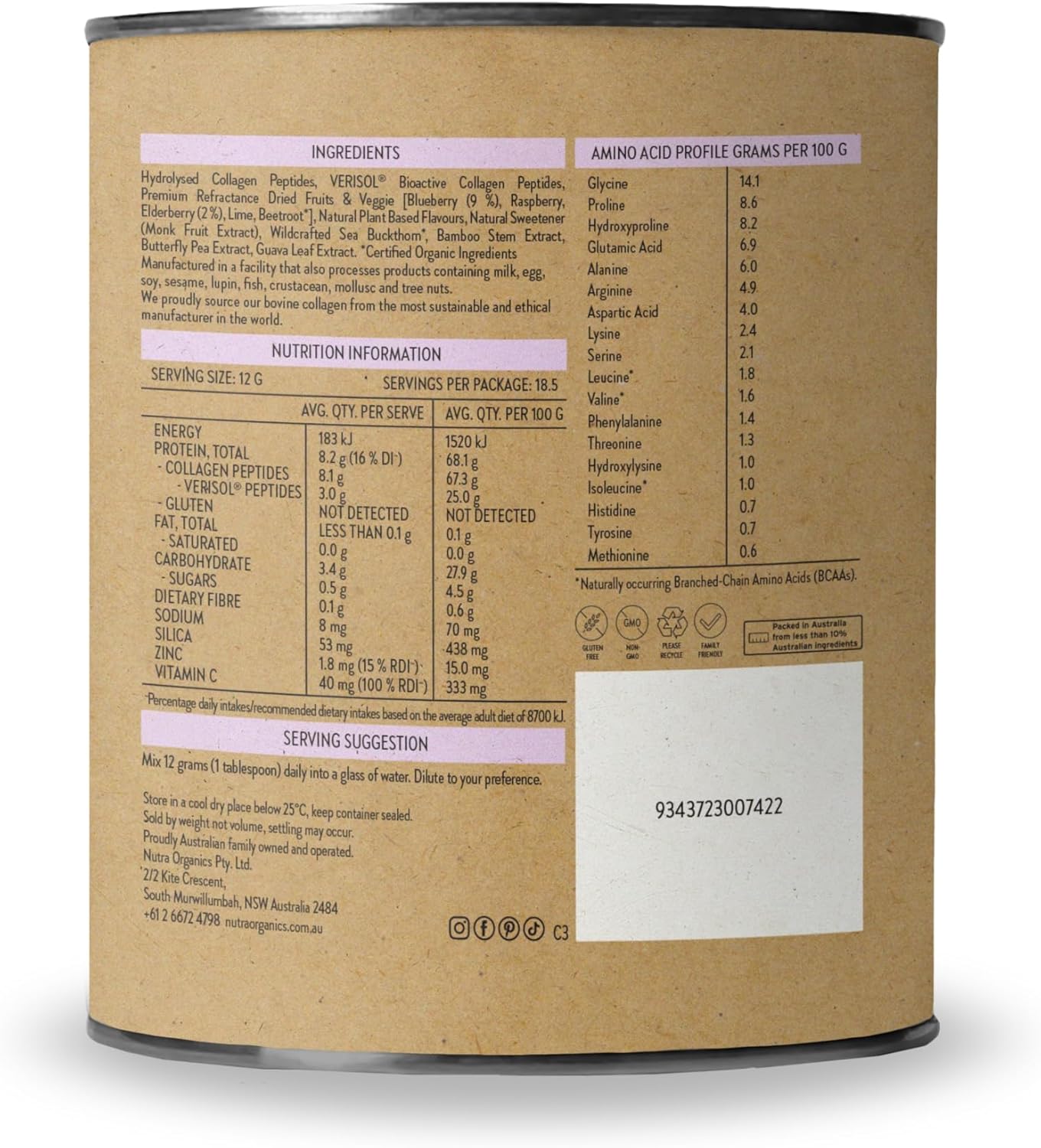 Nutra Organics Collagen Beauty Unflavoured 672g | Anti-Aging Collagen Peptides and Vitamin C | Collagen Powder for Healthy Hair, Nail and Skin (56 Serves)