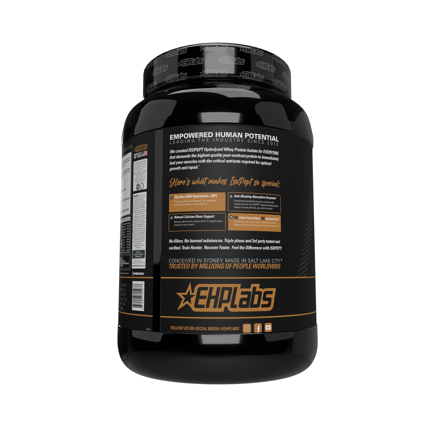 EHP Labs ISOPEPT Hydrolyzed Whey Protein Powder - 100% Whey Protein Isolate & Hydrolysate, 25g of Protein, Non-GMO, Gluten Free, Fast Absorbing, Easy Digesting, 25 Serves (Vanilla Ice-Cream)