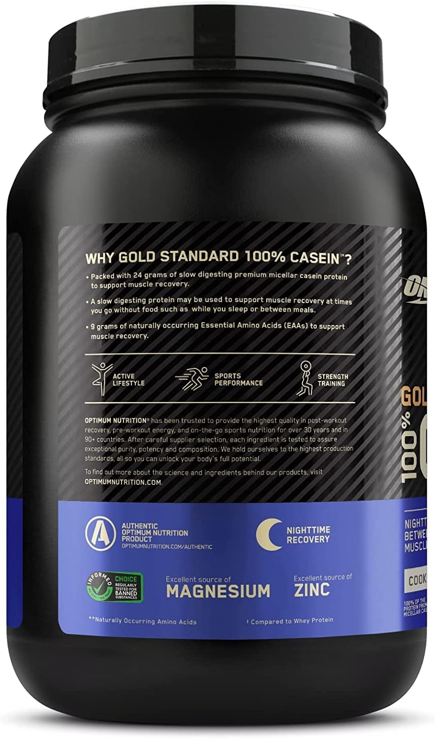 OPTIMUM NUTRITION Gold Standard 100% Casein Protein Powder, Chocolate Supreme Flavour, 1.82kg