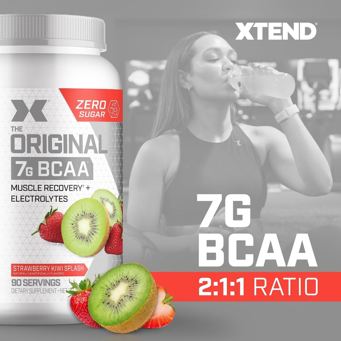 Scivation Xtend BCAA Powder, Strawberry Kiwi, 90 Servings