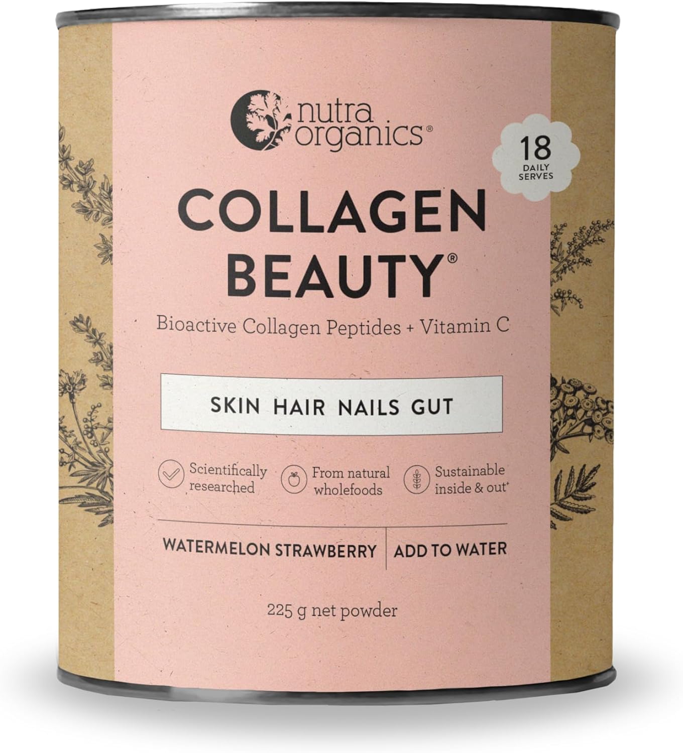 Nutra Organics Collagen Beauty Unflavoured 672g | Anti-Aging Collagen Peptides and Vitamin C | Collagen Powder for Healthy Hair, Nail and Skin (56 Serves)