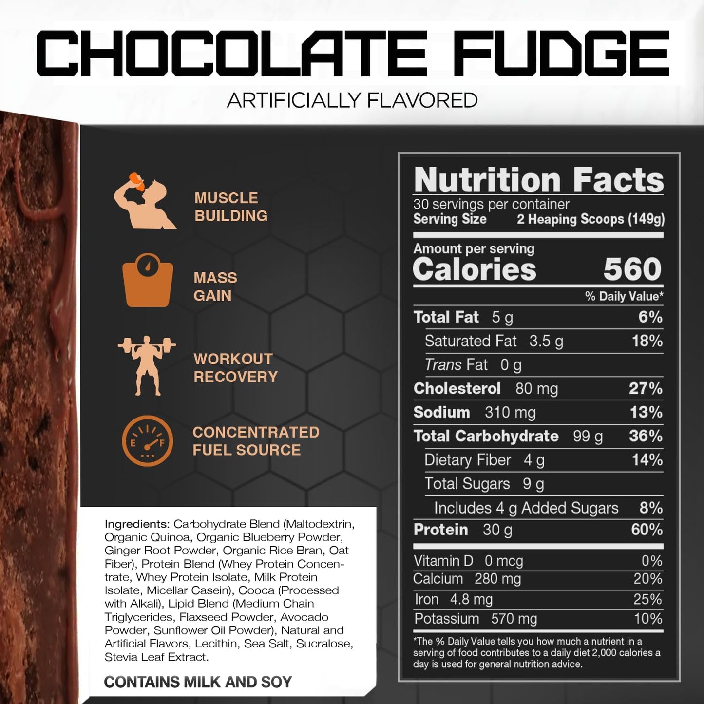 Rivalus Clean Gainer – Chocolate Fudge 10lb - Delicious Lean Mass Gainer with Premium Dairy Proteins, Complex Carbohydrates, and Quality Lipids, No Banned Substances, Made in USA