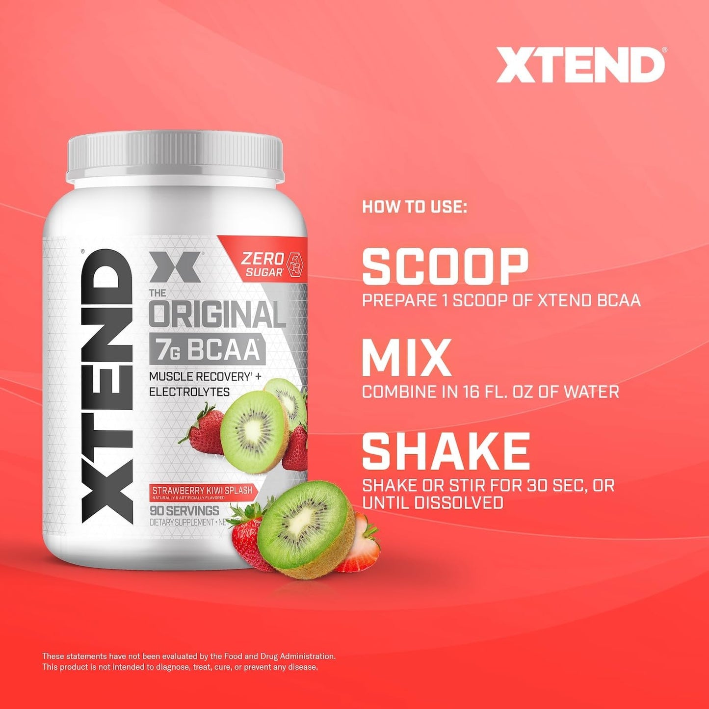 Scivation Xtend BCAA Powder, Strawberry Kiwi, 90 Servings