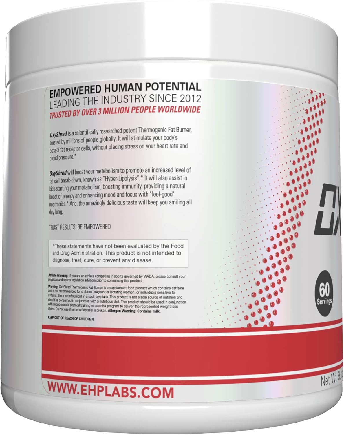 EHPlabs OxyShred Ultra Concentration Shredding Supplement - Clinically Proven, Pre Workout, Promotes Shredding, Natural Energy Boost - Peach Candy Rings, 60 Servings