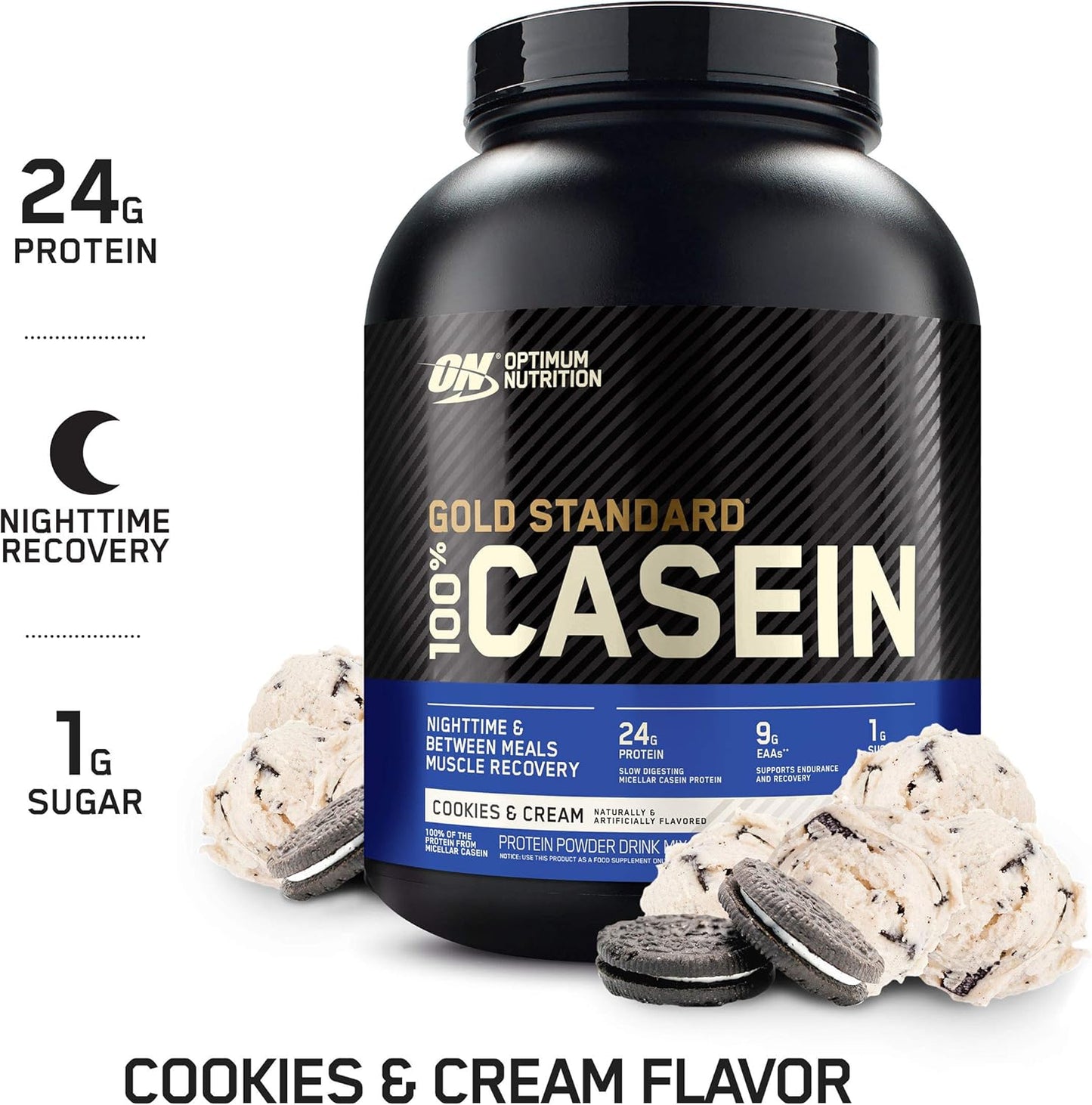 OPTIMUM NUTRITION Gold Standard 100% Casein Protein Powder, Chocolate Supreme Flavour, 1.82kg