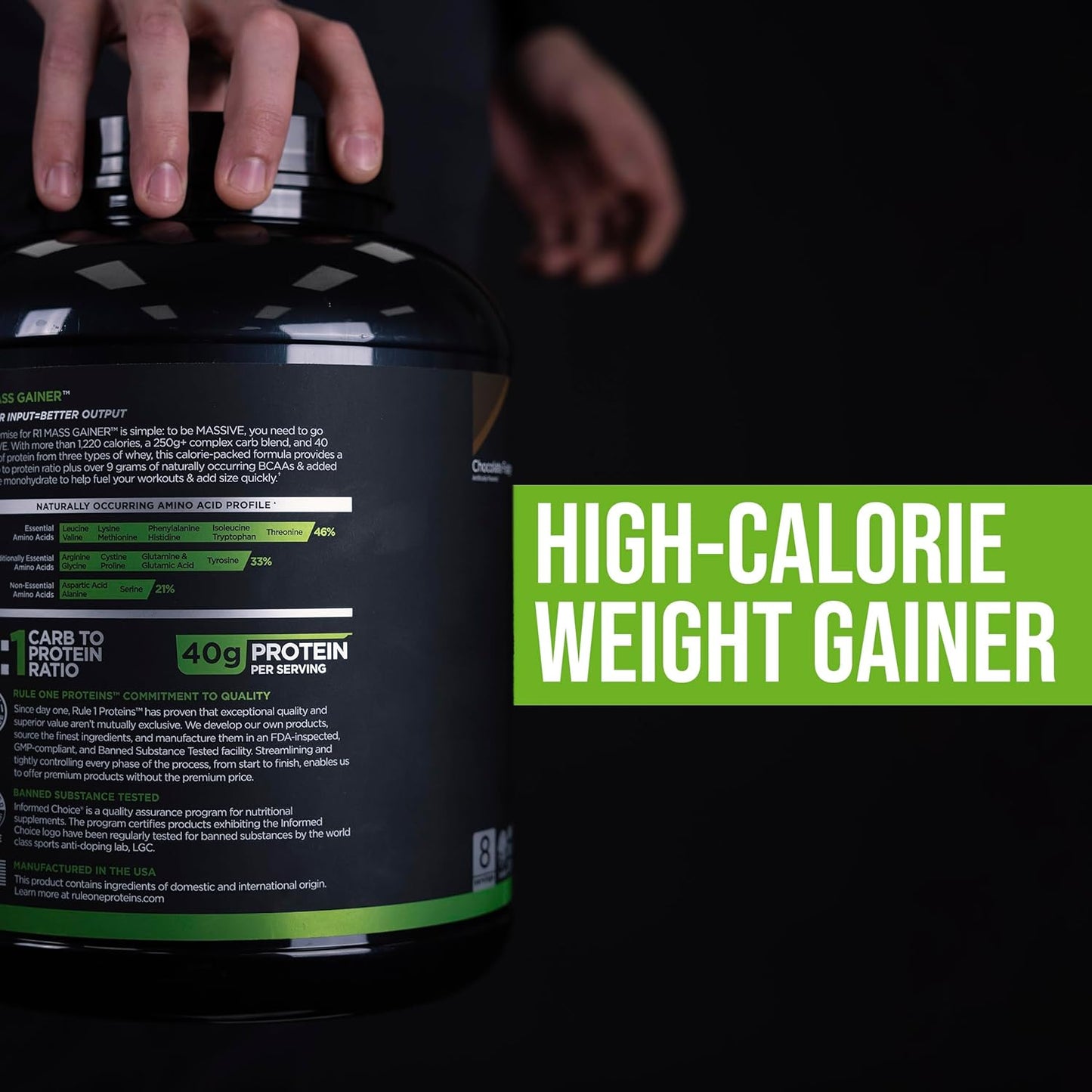 Rule1 R1 Mass Gainer High Calorie Weight Gainer Supplement 5.20 kg, Chocolate Fudge (16 Servings)