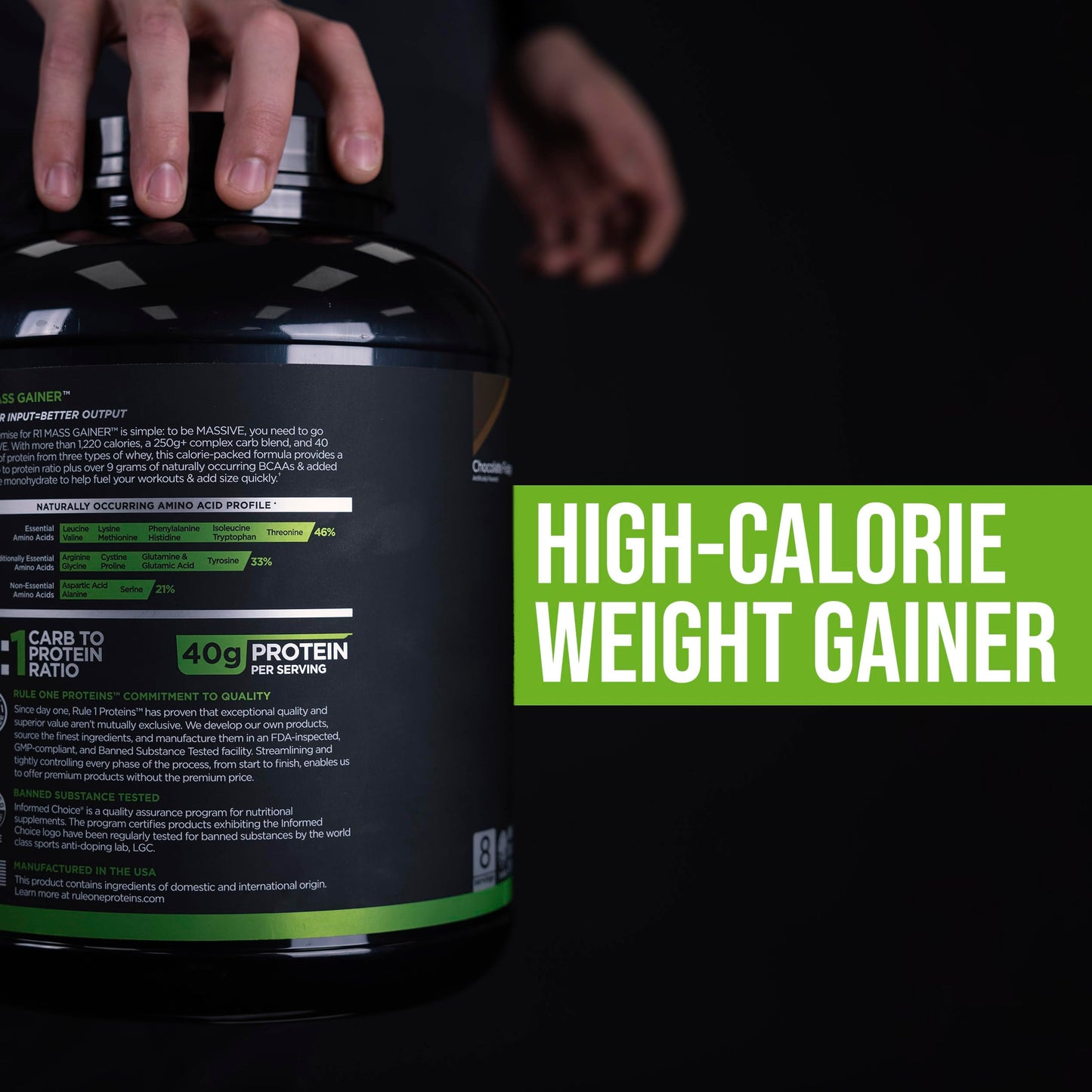 Rule1 R1 Mass Gainer High Calorie Weight Gainer Supplement 5.20 kg, Chocolate Fudge (16 Servings)