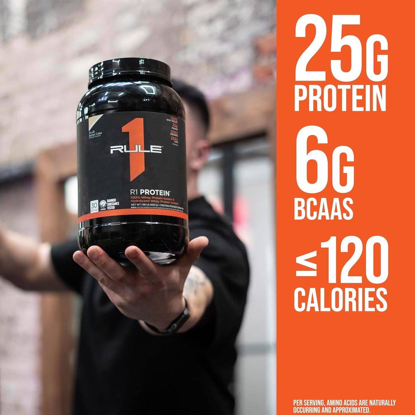 Rule1 R1 100% Whey Protein Isolate and Hydrolysate Protein Powder 1.98 lb, Vanilla Butter Cake (30 Servings)