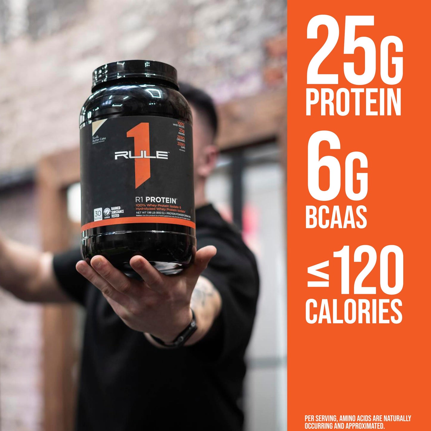 Rule1 R1 100% Whey Protein Isolate and Hydrolysate Protein Powder 1.98 lb, Vanilla Butter Cake (30 Servings)