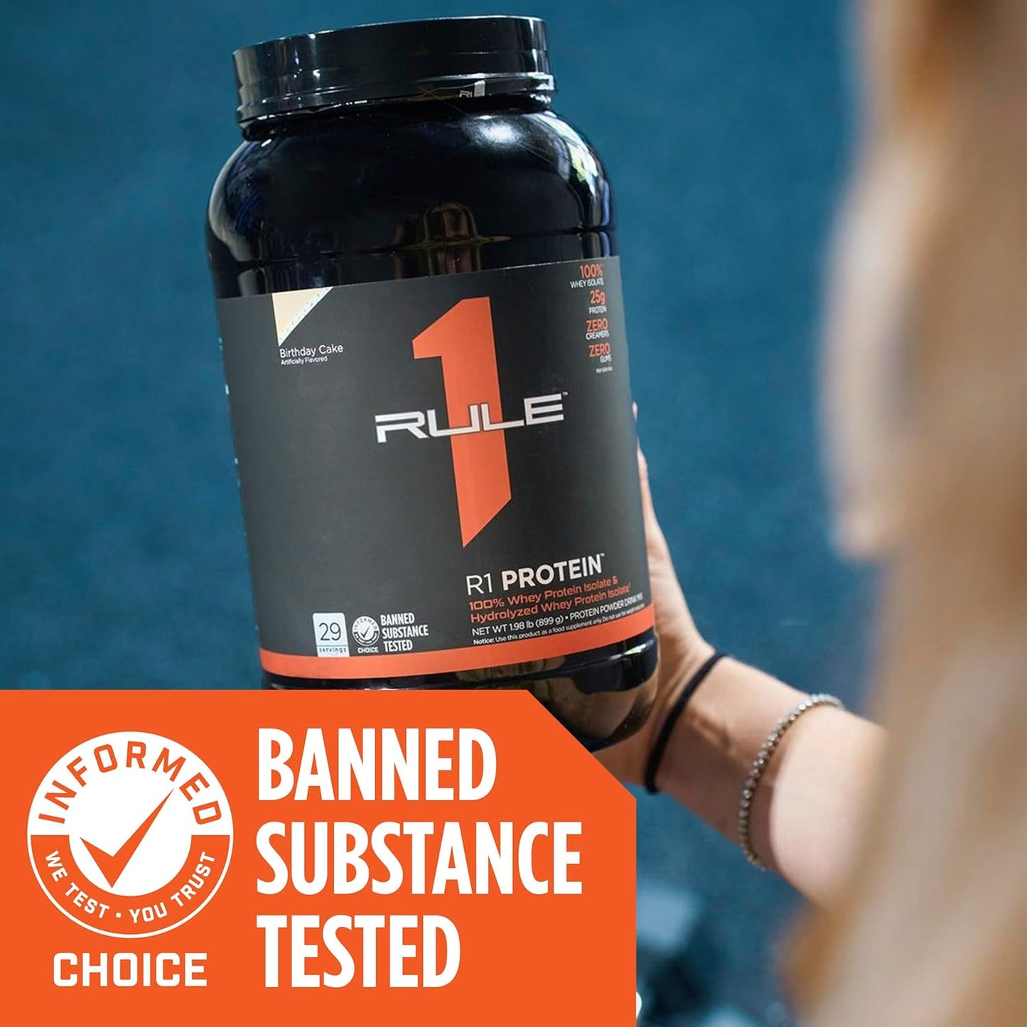 Rule1 R1 100% Whey Protein Isolate and Hydrolysate Protein Powder 1.98 lb, Vanilla Butter Cake (30 Servings)