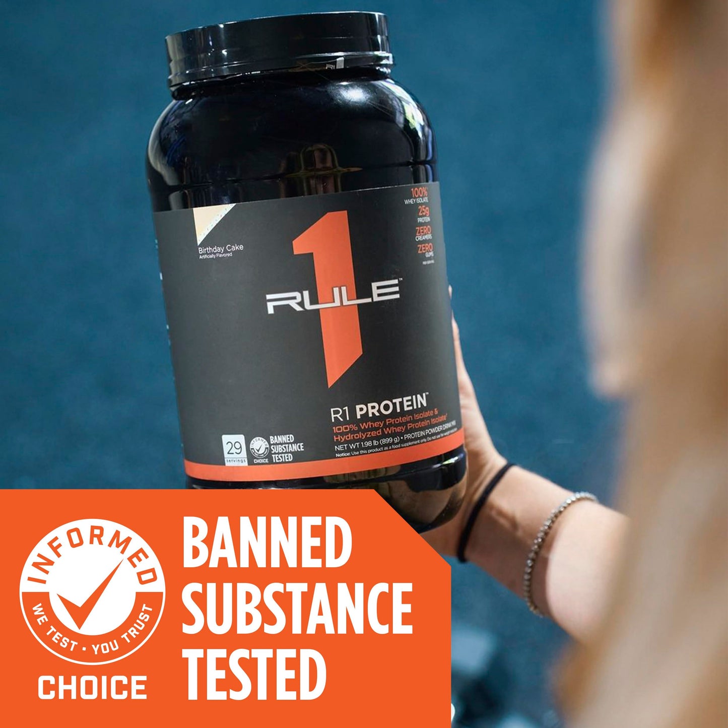 Rule1 R1 100% Whey Protein Isolate and Hydrolysate Protein Powder 1.98 lb, Vanilla Butter Cake (30 Servings)