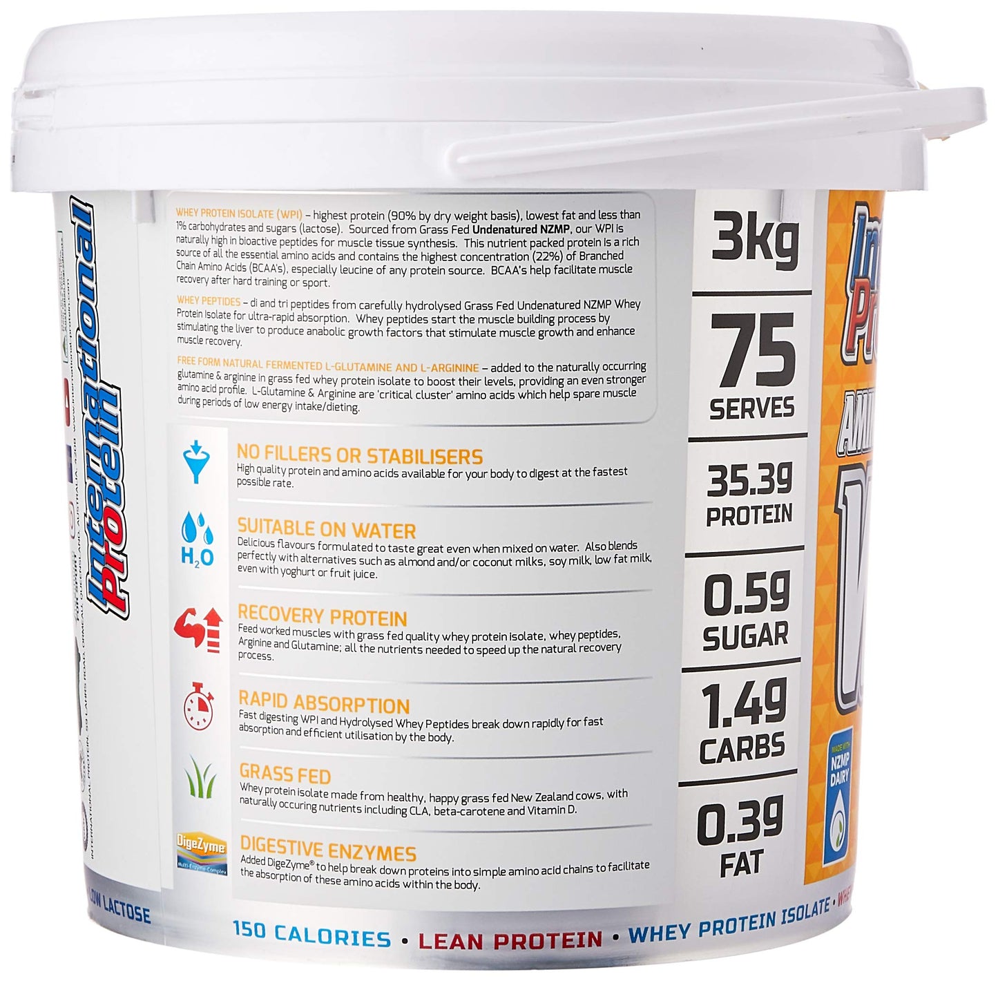 International Protein Amino Charged Vanilla Ice Cream Flavour Whey Protein Isolate Powder 3 kg