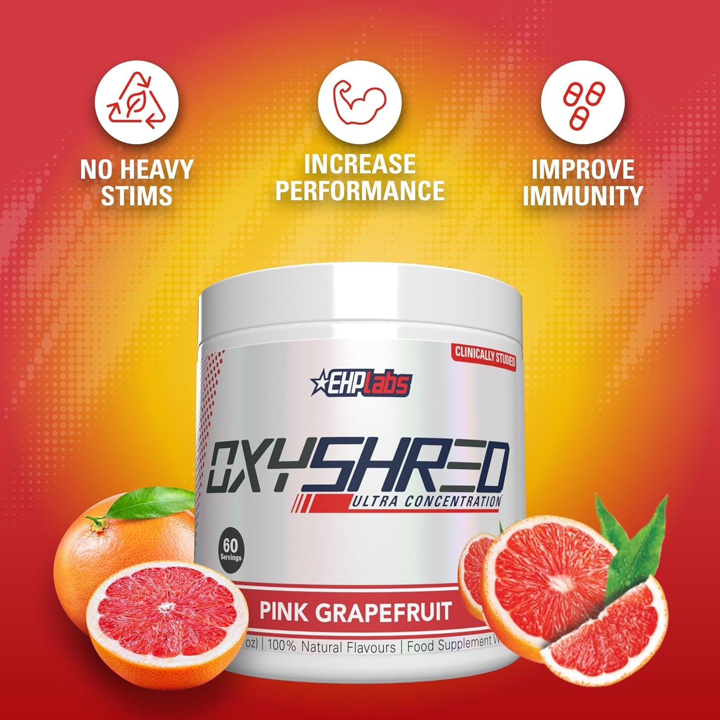 EHPlabs OxyShred Ultra Concentration Shredding Supplement - Clinically Proven, Pre Workout, Promotes Shredding, Natural Energy Boost - Peach Candy Rings, 60 Servings