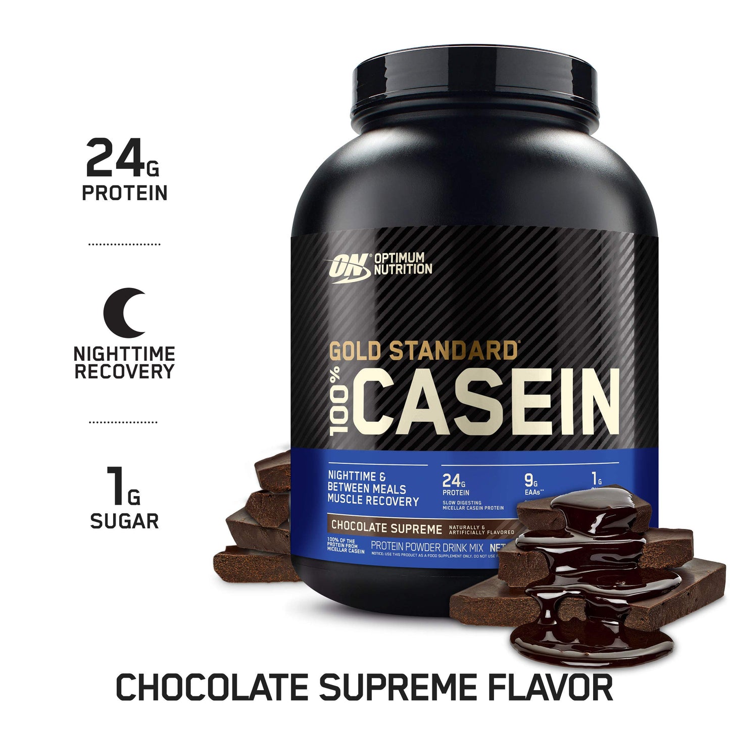OPTIMUM NUTRITION Gold Standard 100% Casein Protein Powder, Chocolate Supreme Flavour, 1.82kg