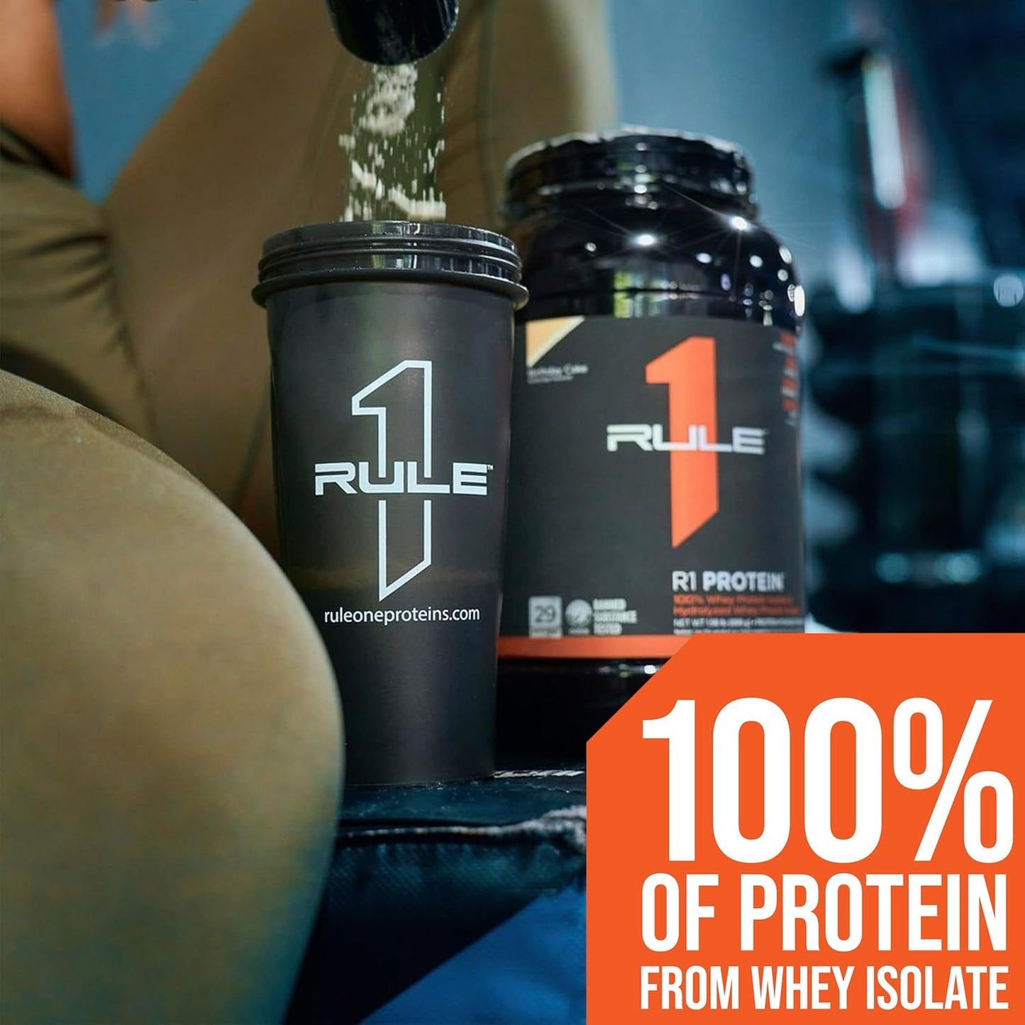 Rule1 R1 100% Whey Protein Isolate and Hydrolysate Protein Powder 1.98 lb, Vanilla Butter Cake (30 Servings)