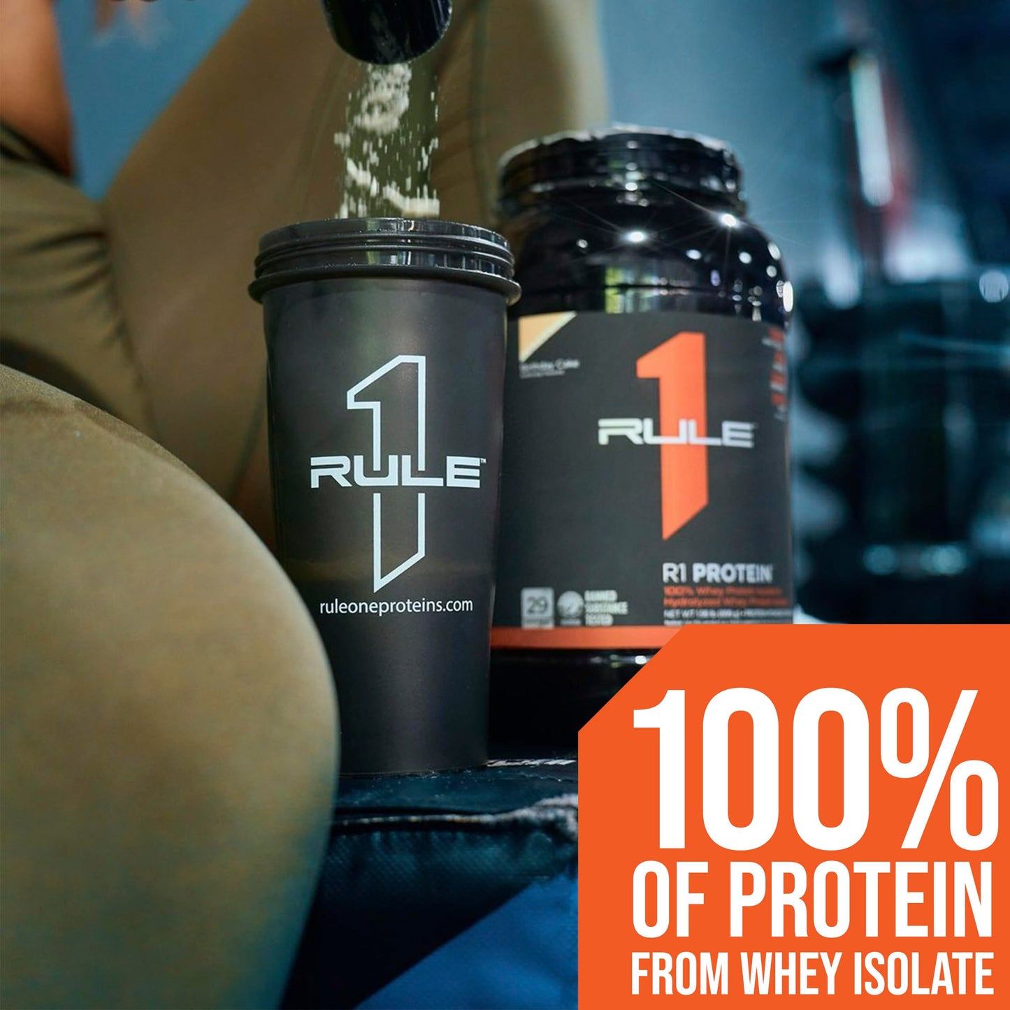Rule1 R1 100% Whey Protein Isolate and Hydrolysate Protein Powder 1.98 lb, Vanilla Butter Cake (30 Servings)